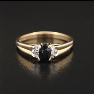 Sapphire and diamond 14k gold ring